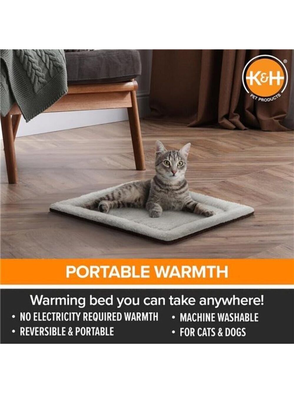 Self-Warming Cat Pad Self Heating Pad for Cat Reversible Beds Blanket 21 x 17 in - Picture 3 of 7